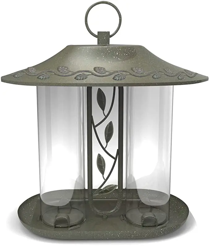 Gardman 60052108X Peckish Secret Garden Dual Seed Wild Bird Feeder, Green - Metal Frame, Dual Seed Ports, Leaf Motif, Supports Wild Bird Feeding, Attracts Visitors