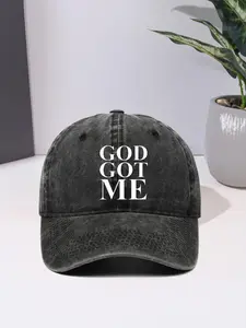 GOD GOT ME Letter Hot Stamped Baseball Cap, Outdoor Sun Hat for Men And Women, New Style Washed and Restored Vintage Fashion Hat, Classic Baseball Cap