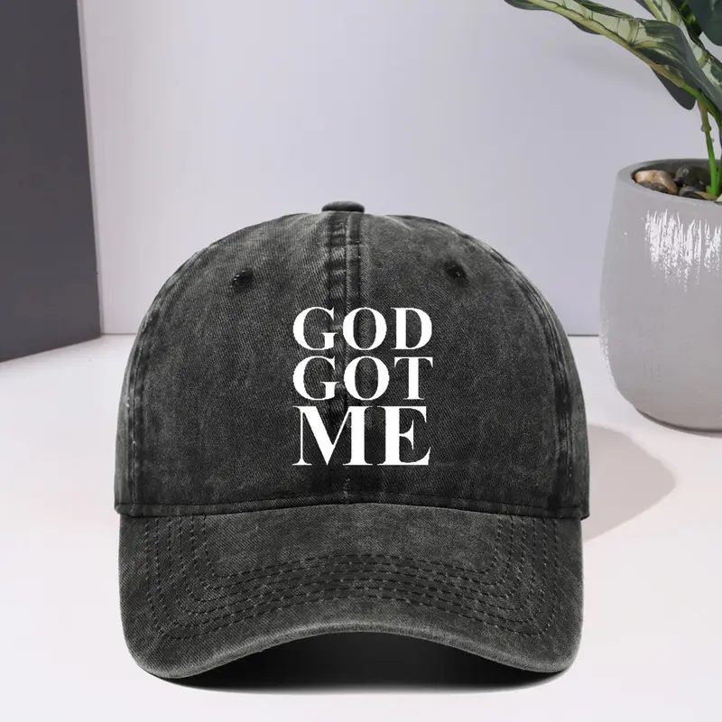 GOD GOT ME Letter Hot Stamped Baseball Cap, Outdoor Sun Hat for Men And Women, New Style Washed and Restored Vintage Fashion Hat, Classic Baseball Cap, Stylish Hat