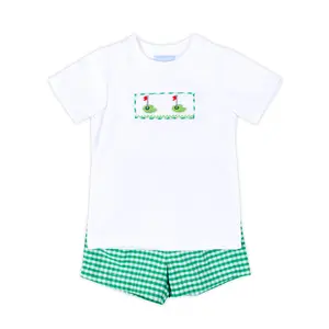 Golf Pin Green Gingham Boy Short Set - Boys Summer Outfit