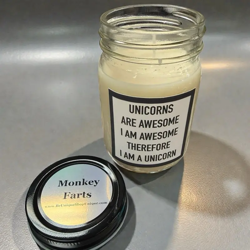 I Am A Unicorn Funny Candle Monkey Fart Scented Unique Gift Idea for Unicorn Lovers