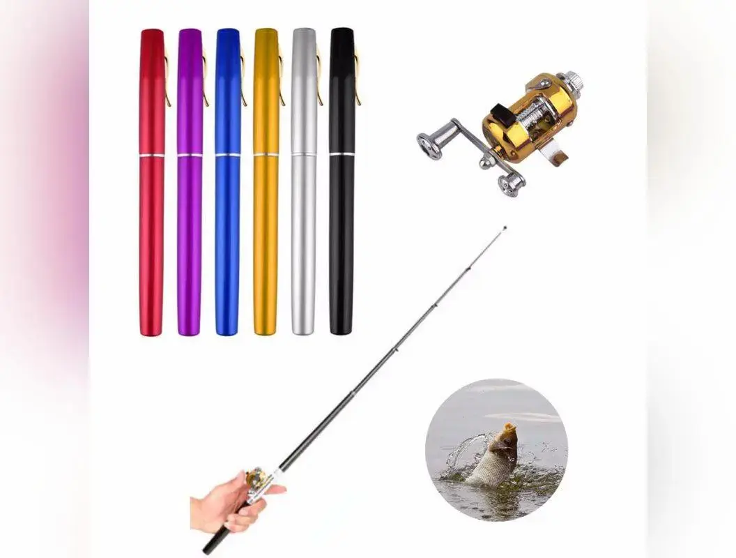 Pen-Shaped Grip Telescopic Fishing Rod - Portable Compact Aluminum Alloy Spinning Rod with Reel, 6 Colors Available