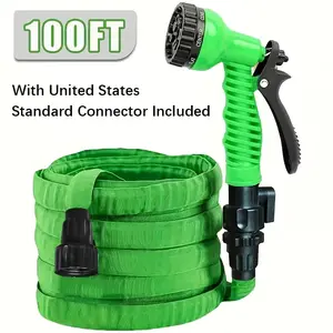 1pc 100 FT Expandable Garden Hose With 7-Function Spray Nozzle Set, Hose With Sprayer For Yard Watering, Outdoor Use And Car Washing, High Pressure Water Gun