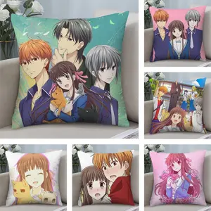 Amine F-Fruits Basket Cushion Cover Soft Short Plush Fabric Double-Sided Print Organic Breathable Sofa Pillow Case, Home Machine Washable in Warm Winter Perfect for Home Decor Warm Winter Home Child Gift
