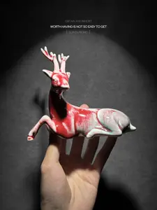 Peach Bloom Glaze • Deer Ornament