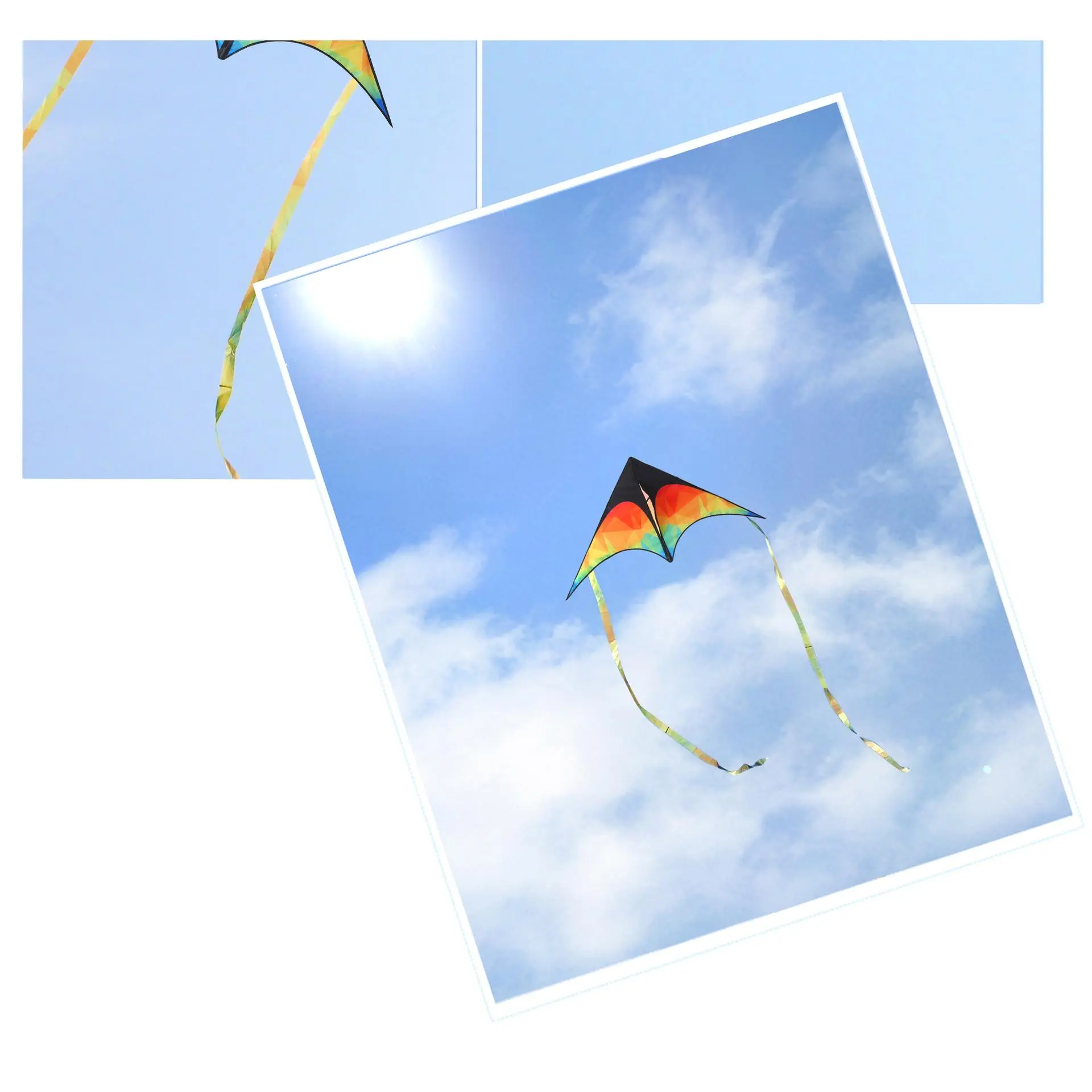 Adult Folding Triangular Prairie Kite, Kite String Included, Easy-to-Fly Design, Cloth Bag Packaging