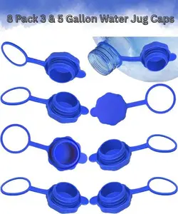 8 Pack 3 & 5 Gallon Water Jug Caps, Reusable Leak Proof Non Spill Bottle Lids, BPA Free 55mm Water Dispenser Caps Anti Splash Covers for Home Office Kitchen, Mother’s Day Gift, Father’s Day Gift