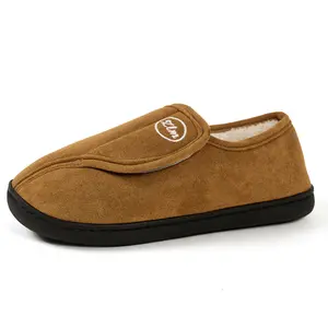Warm indoor cotton slippers home non-slip cotton slippers padded and thickened outside the velcro cotton slippers men and women velcro
