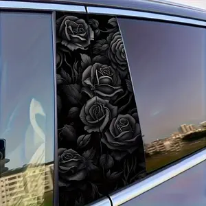 Gothic Dark Aesthetic Car Sticker - Black Rose 3D Print Car Side Window Personalized Modification Decal
