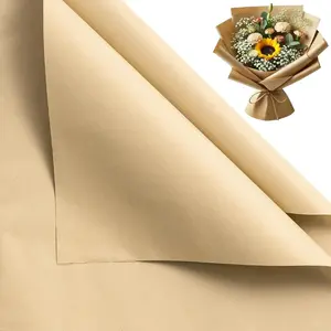 20 Sheets Kraft Flower Wrapping Paper - Solid Kraft Color Floral Bouquet Wrapping, Florist Supplies Packaging Paper for Wedding Birthday Gift DIY