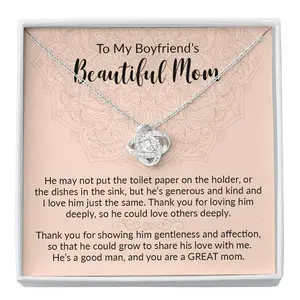 Gift for Boyfriend's Mom - Unique Necklace with Meaningful Message Card Inside, Funny Gift for Mother's Day, Christmas, and Other Occasions