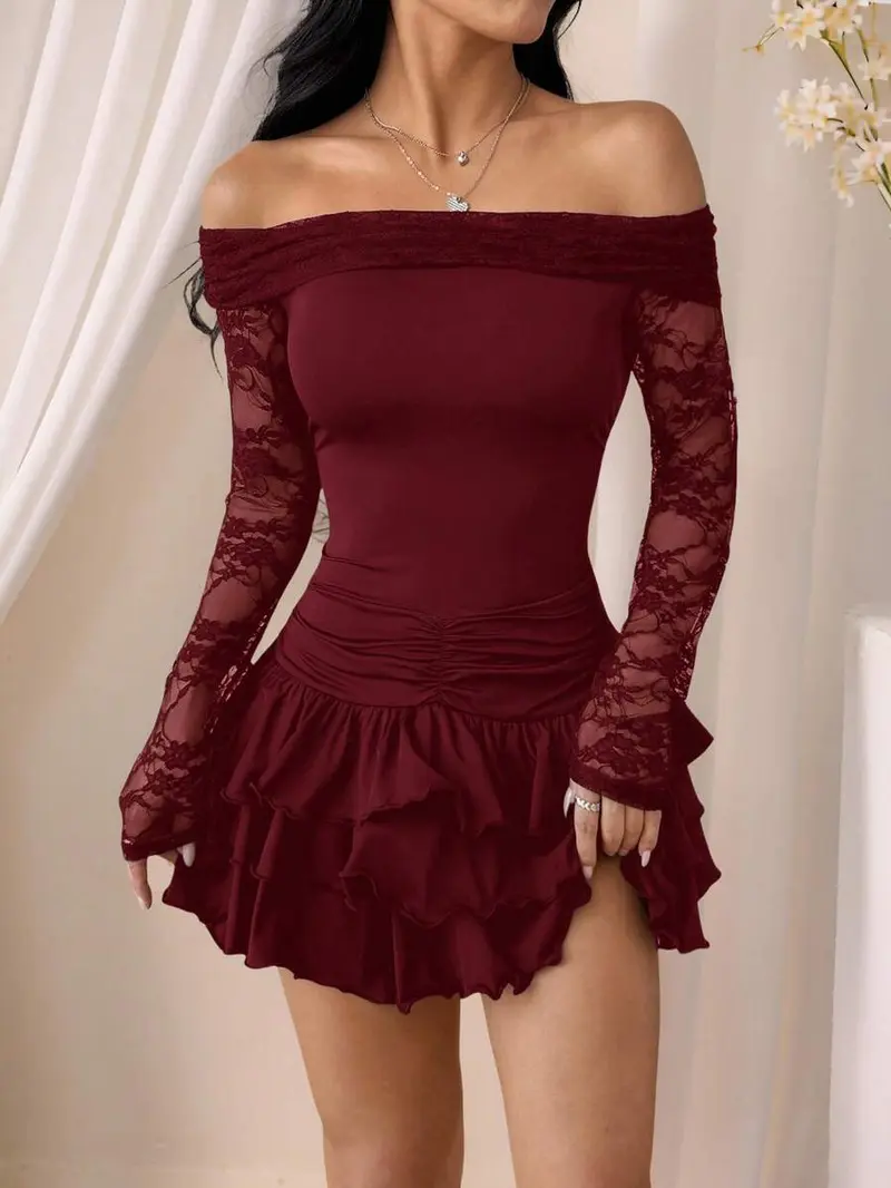 burgundy night dress - TikTok Shop