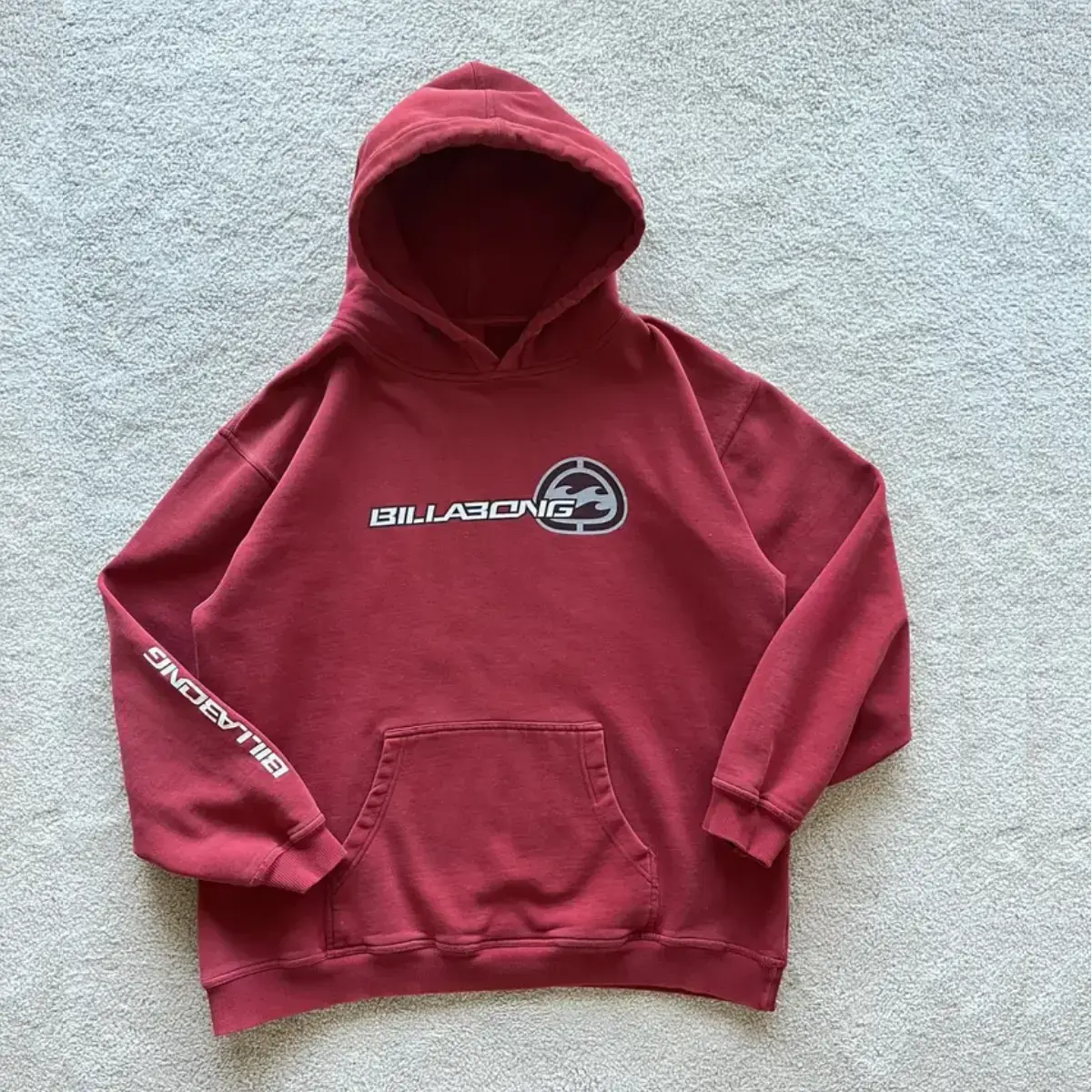 VTG 90s Billabong Red pullover Hoodie Size Medium SURF Y2K Surfing