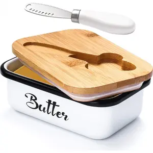 Butter Dish with Lid,Butter Dish for Countertop, Metal Butter Keeper with Stainless Steel Multipurpose Butter Knife,Large Butter Container with Silicone Home Decor Kitchen Gift