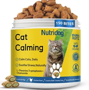 Nutridog Fast Acting Calming Chews for Cats with L Theanine and Chamomile to Reduce Stress and Promote Relaxation