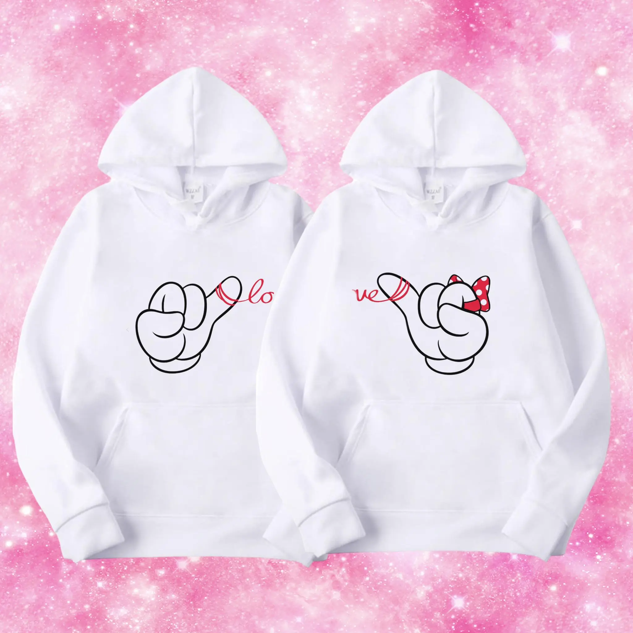 Loves Matching Couple Sublimation Hoodie - Athletic Style, High-quality Polyester Material, All Seasons Casual Comfort  Clothing  Comfortable, Valentine´s Day