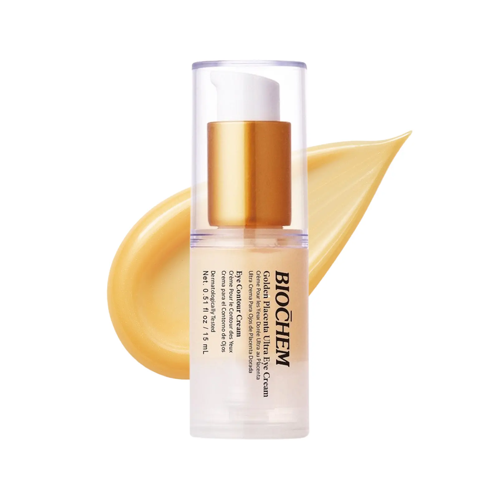 Biochem Golden Placenta Ultra Eye Cream – Brightening & Hydrating Under Eye Cream for Dark Circles & Puffiness, Peptide Collagen Gold Eye Cream, Lightweight Korean Skincare for Sensitive Skin, AM PM Daily Use