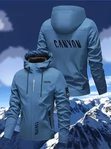 Men's Canyon Hooded Cycling Jacket, High-Quality Polyester Windproof Coat, Full Zip Design, Lightweight for Road Riding, Hiking, Urban Commuting