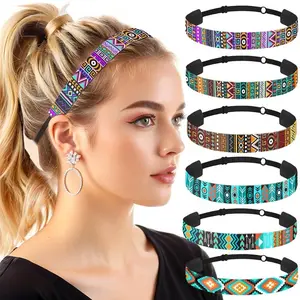 Unisex Youth Adjustable Bohemian Ethnic Sports Headband - Non-Slip, Sweat-Wicking for Sports, Yoga & Daily Wear