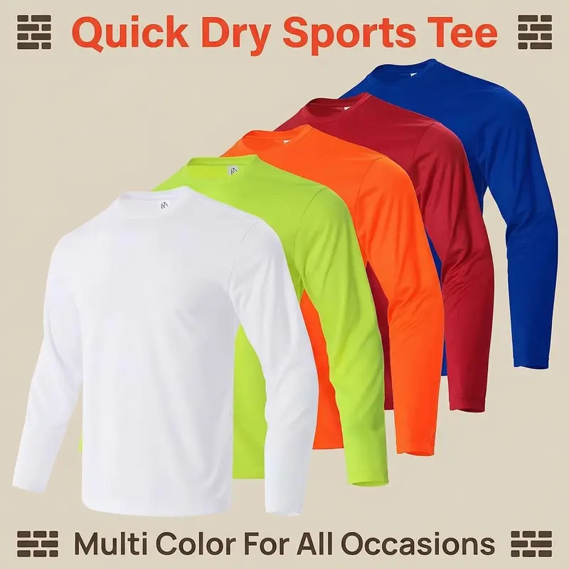 Men's Performance Long Sleeve Shirts 3-Pack | UPF 50+ Sun Protection & Moisture Wicking For Workouts