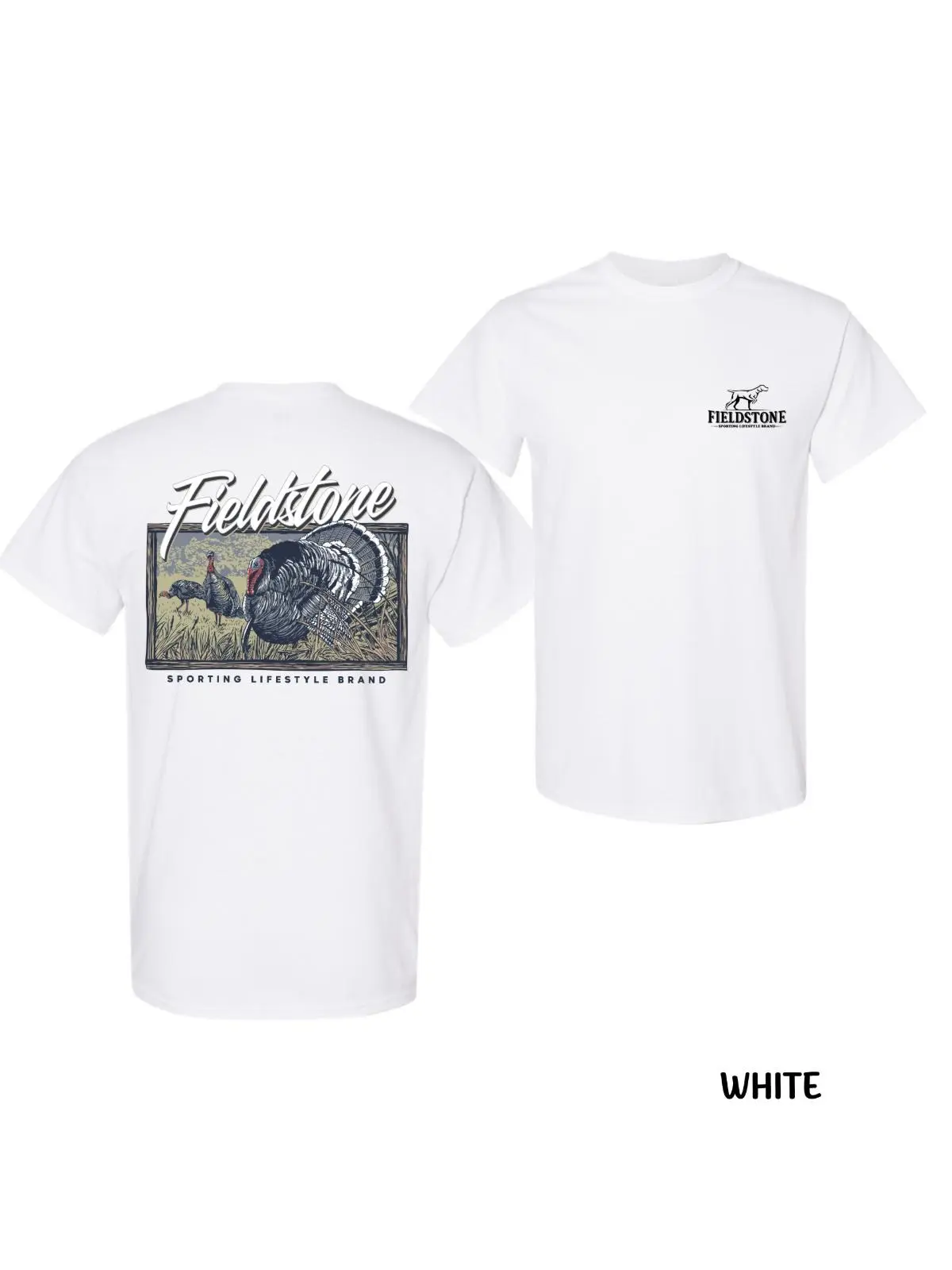Fieldstone Wild Turkey Hunting Graphic Tee, Premium Outdoor Apparel, Comfortable Casual Wear, Ideal for Hunters & Nature Enthusiasts, Unisex Menswear