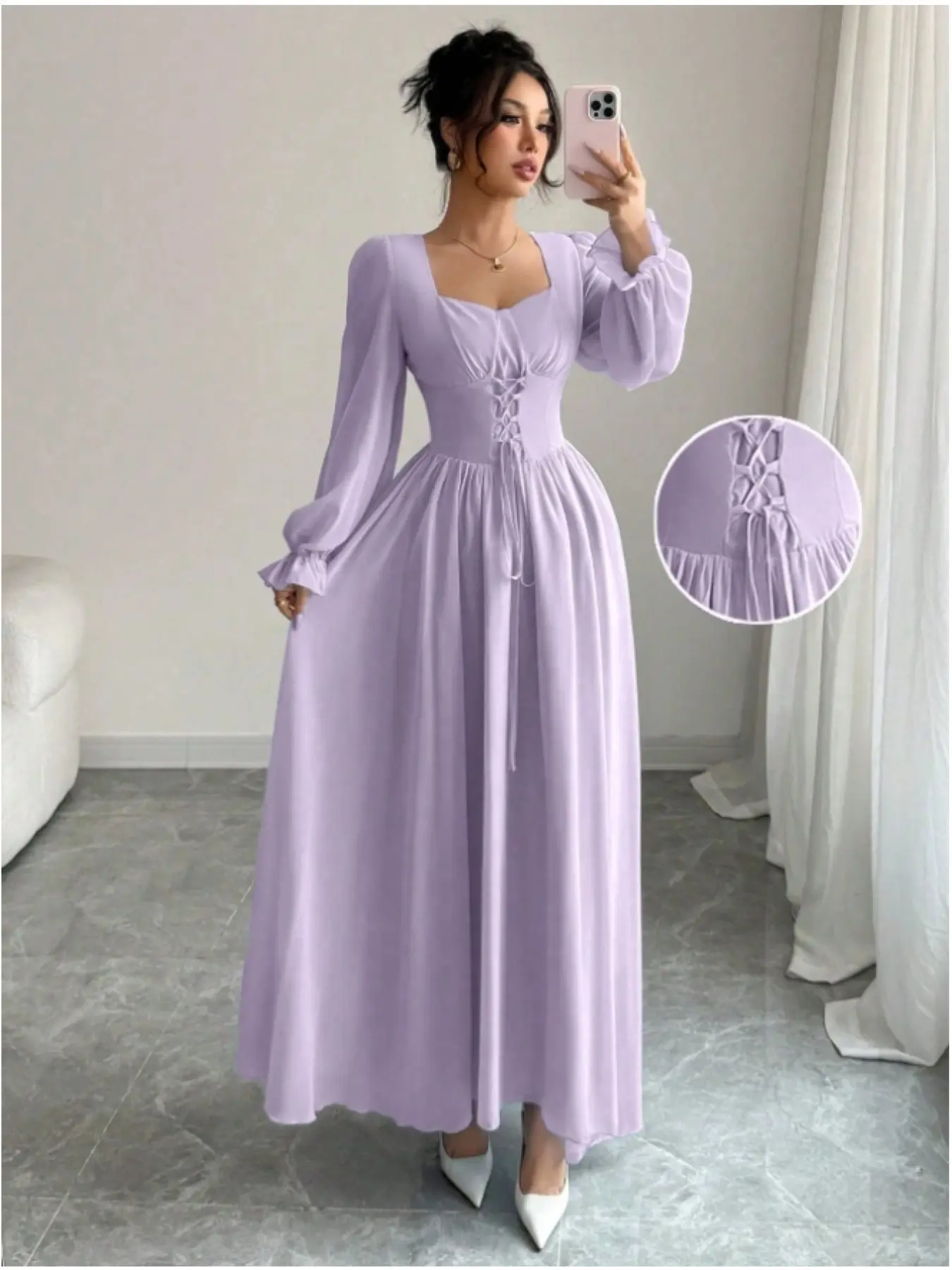 brown maxi dress long sleeve Camielle Brown Maxi Dress - US 6