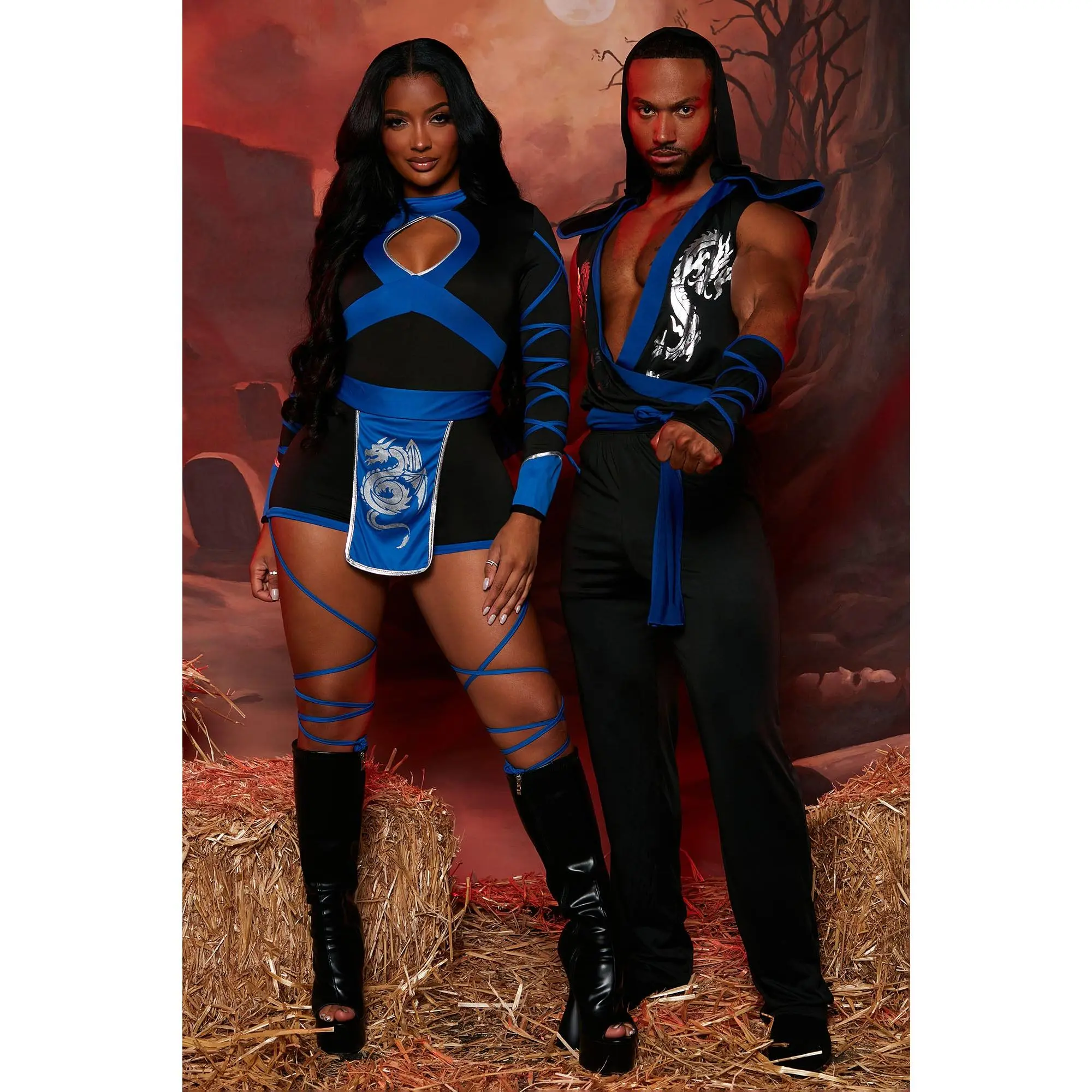 Dragon Ninja 3 Piece Costume Set - Black/Blue