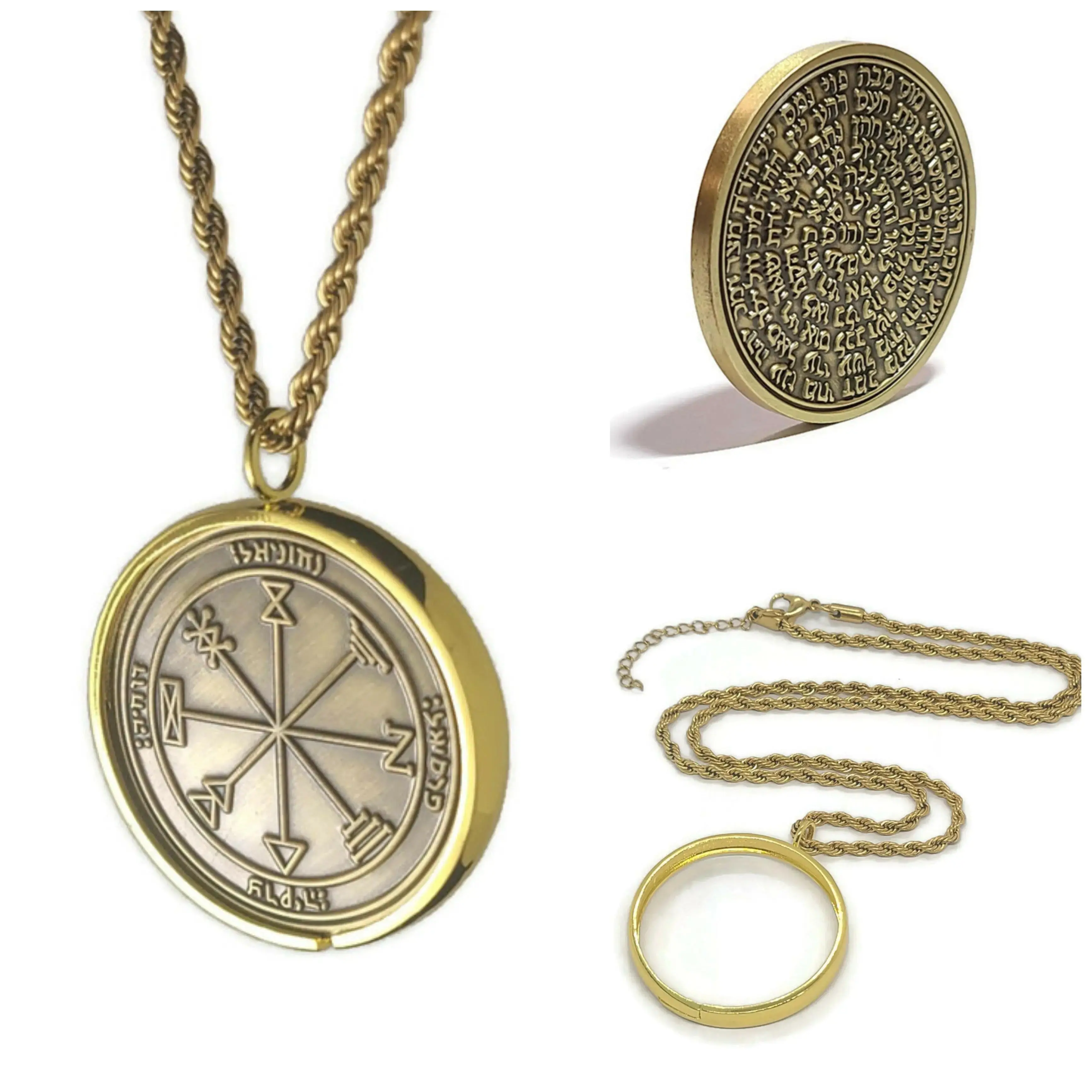First Pentacle of Jupiter Necklace - Wealth & Prosperity Talisman Pendant with 72 Names of God