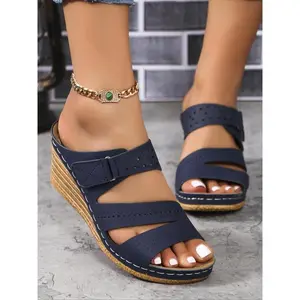 Women's Fashionable Solid Color Wedges Sandals, Casual Comfortable Platform Sandals for Summer, Lightweight Breathable Shoes for Daily WearGift