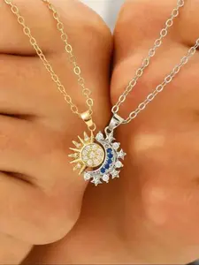 Sun Moon Matching Necklace, Couple Necklace, Best Friend Necklace, Perfect Gift for Birthday and Valentine's Day, Jewelry for Siblings