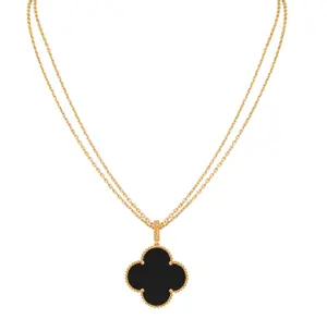 Pre-owned Van Cleef & Arpels Magic Alhambra long necklace, 1 motif,18K yellow gold, Onyx