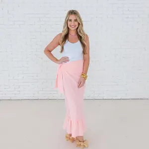 Whitney Wrap Skirt Gingham Baby Pink