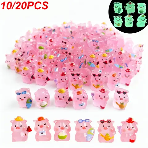 Mini Resin Pig Garden Statues, Charming Desktop Figurines, Plastic Animal and Hidden Miniature Decorative Ornaments, Garden Micro-Landscape Decorations, Resin Sculptures