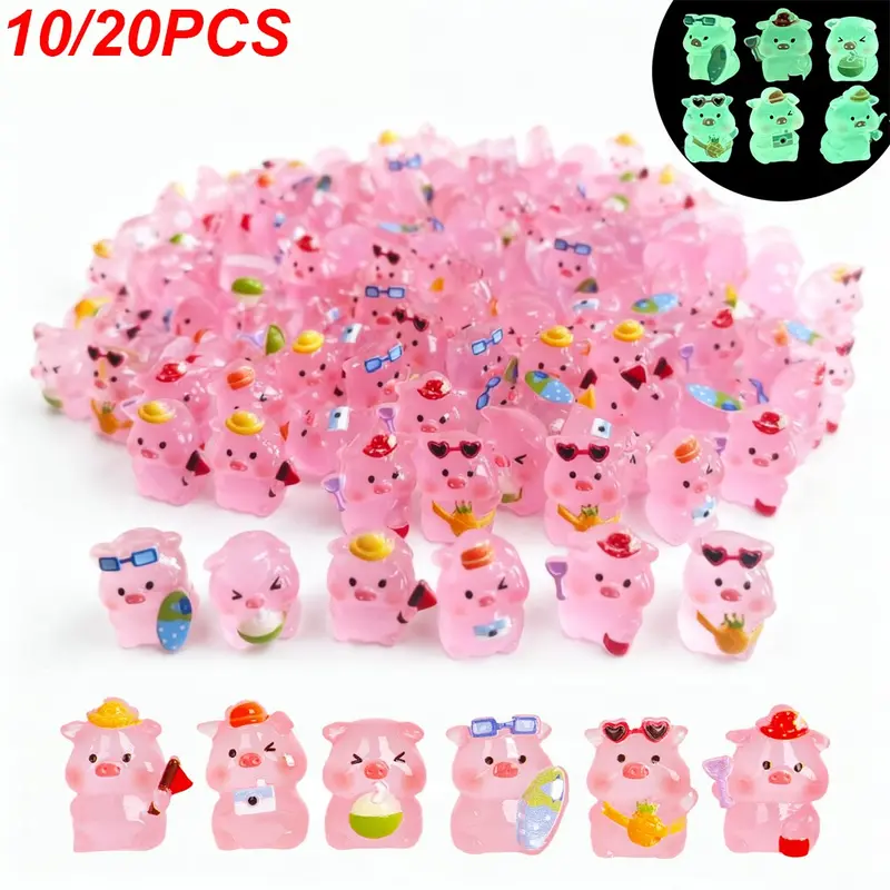 Mini Resin Pig Garden Statues, Charming Desktop Figurines, Plastic Animal and Hidden Miniature Decorative Ornaments, Garden Micro-Landscape Decorations, Resin Sculptures