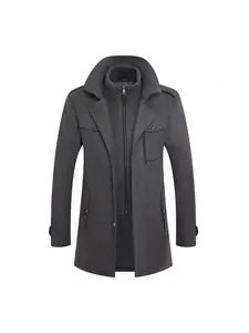 Men's Business Wool Coat Fashion Double Collar Midi Wool Jacket Autumn and Winter, Winter New Men's Casual Fashion Versatile Warm Jacket Mid-Length, Single-Breasted Lapel Coat, Business Casual Men's Wear, Long Sleeve, Fall Winter Outerwear