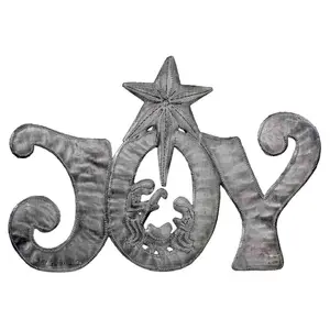 Global Crafts JOY Nativity Haitian Steel Drum Wall Art