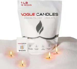 White Sand Candle 1LB with 15 Wicks: Vogue Candles Pearled Candle Wax Refill for DIY Home Lighting – Reusable, Plant-Based Sand Wax Kit for Home Decor, Weddings & Custom Vessels