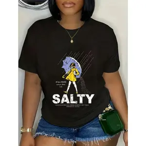 Salty Meme All These Flavors Girl holding Umbrella Vintage T-Shirt Casual Short Sleeve Shirt Tops Gift for Children Youth Adult Family And Friends Birthday Anniversary Holiday Christmas Halloween