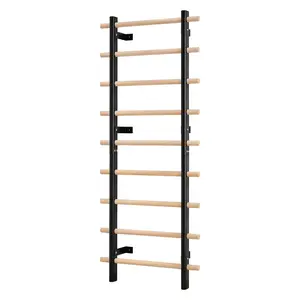 【Summervibes】VEVOR Swedish Ladder Wall Gym,  9-Level Swedish Ladder Suspension Trainer, 330LBS Loading Solid Wood + Carbon Steel Gymnastics Stall Bars for Adult, Compatible with 3.15" x 3.15" Power Rack Accessories