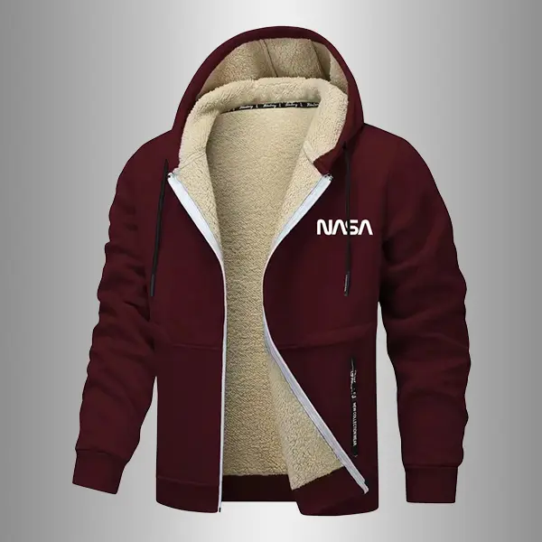 Men's Fleece-Lined Hooded Cardigan Sweatshirt - Long-Sleeve Fitted Top with Pockets, Minimalist Style, Warm Fleece Core, Snug Hood Cover, Hooded Warmth for Casual Outings & Holiday Wear, Everyday OOTD Tops
