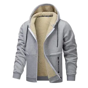 Men's Winter Casual Plain Wool-Lined Thick Hooded Coat - Warm, Windproof, Cold-Resistant, Long-Sleeved, Zippered, Pocketed Menswear Tops for Everyday Wear