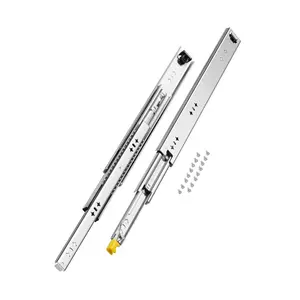 Heavy Duty Locking Drawer Slides, 20-in Pair Set Side Mount Ball Bearing Slides, 3-Fold Full Extension, 250lbs Load Capacity
