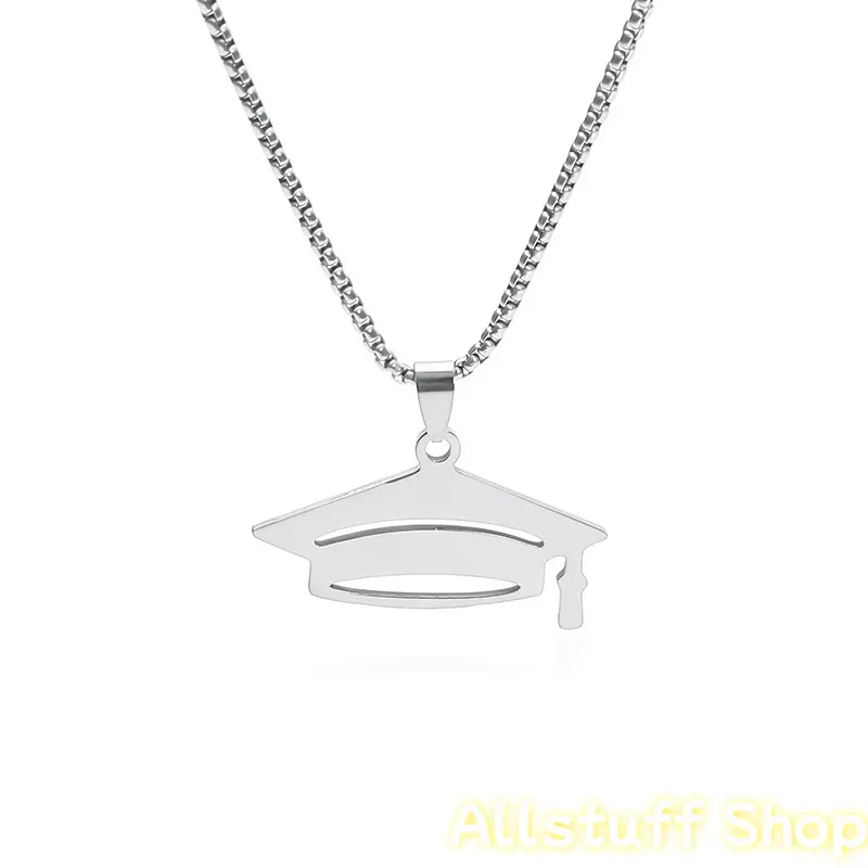 Stainless Steel Graduation Cap Pendant Necklace for Women, Hip Hop Style Statement Jewelry, Meaningful Class of 2026 Gift for Graduation or Back to School, Back To School Haul, Meaningful Gifts