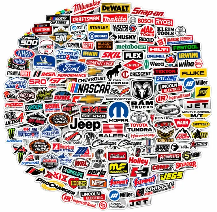 40 PCS Motorsports Racing Sticker Pack, Auto Racing Track & Speed Vinyl Decals, Waterproof Stickers for Toolbox Garage Laptop Tumbler Truck Helmet, Cool Race Car Driver Mechanic Gearhead Gift Set for Men