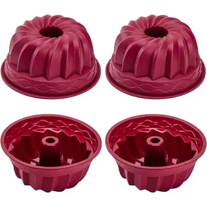 4 Inch Silicone Mini Cake Pan Set of 4, Nonstick BPA Free Cake Molds for Baking, Oven Dishwasher Safe Fluted Tube Pan for Pumpkin Cake, Jelly, Brownies, Bread, Pudding