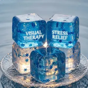 Ice Cube Water Drop Squeeze Toy – Sensory Squeeze Toy, Super Solid Squish, 2.25" Cube, Squeezy Squishies, Fidget Toy, Easter Gifts for Kids