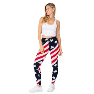 Exclusive Women's American Flag Microfiber Leggings Bottoms Womenswear
