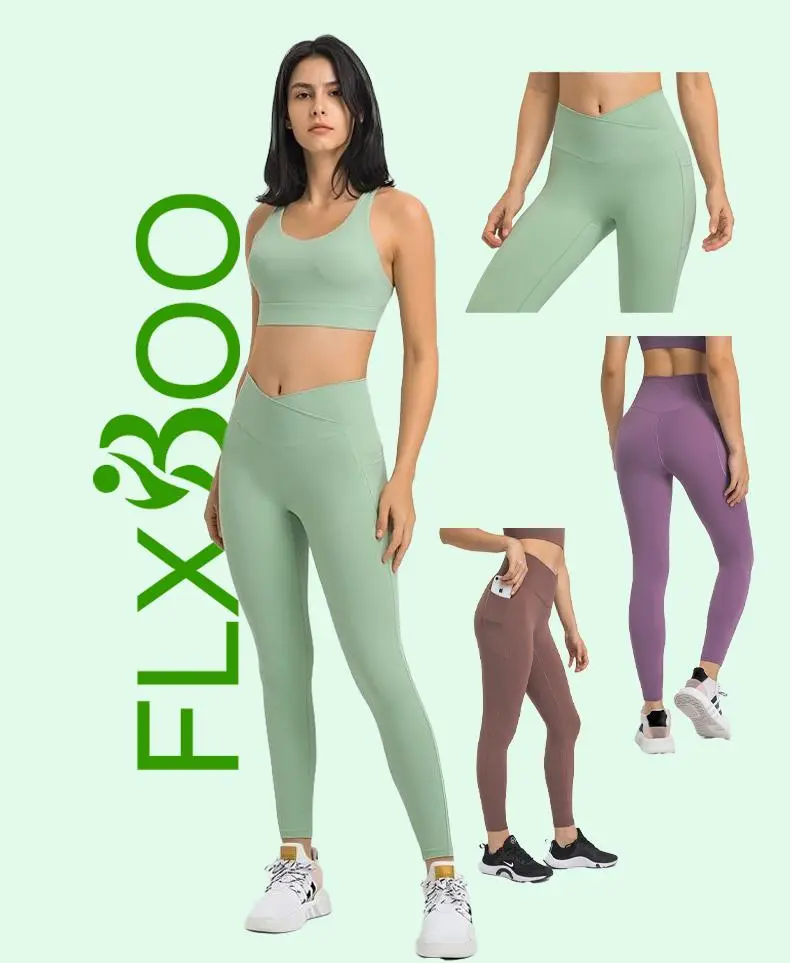 flxboo high waist cross waist workout leggings women yoga pants running athletic gym activewear with side pockets tummy control buttery soft stretch leggings