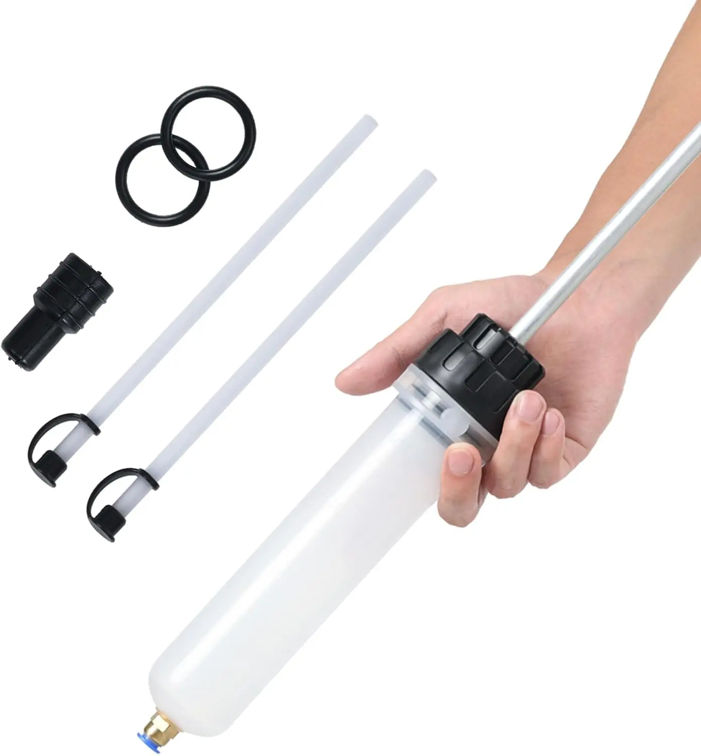 Fluid Extractor Pump 200CC Manual Automotive - 2 Hoses Oil Syringe with Powerful Multi-purpose Suction, Ideal for Fluid & Oil Change Evacuation/Filling