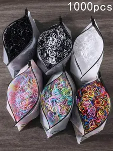 1000 Pcs Cute Colorful Hair Ties, Abs Disposable Hair Bands, Spring Colors, Perfect for Girls Daily Wear, Back-To-School Gift Pack, Scrunchies